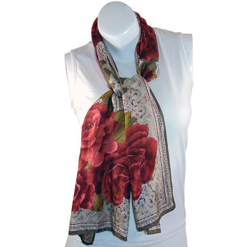 OSCAR Silk Red Rose Scarf OSCAR Silk Red Rose Scarf