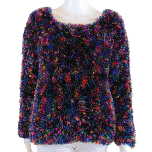JB & Co. Multi Colored Shaggy Crop Pullover  JB & Co. Multi Colored Shaggy Crop Pullover