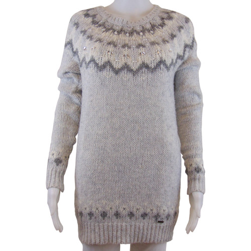 Abercrombie and Fitch Long Grey Pullover with Crystal Embellishments 