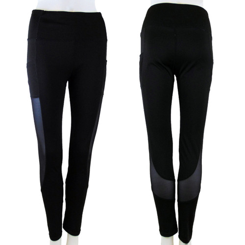 YELETE Mid Rise Slimming Waistband Side Flex Strip Activewear Leggings