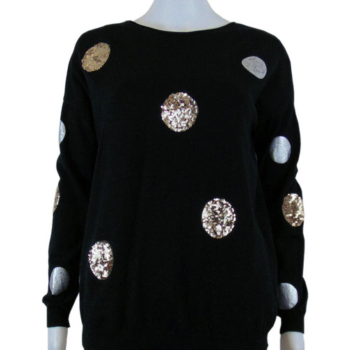 Cartise Black Pullover with Sequin Embellishments