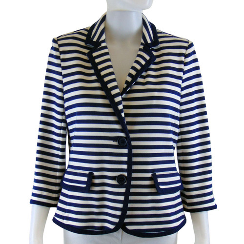 Cleo White and Blue Striped Blazer - Jacket