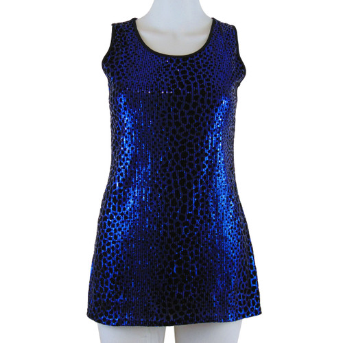 Candy Couture Blue Sequin Animal Print Tank Top Candy Couture Blue Sequin Animal Print Tank Top