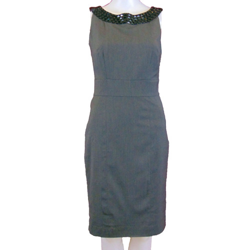 H&M Gray Business Style Dress with Beaded Neckline