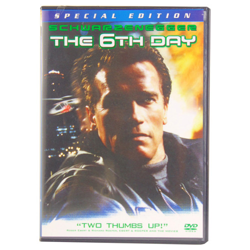 THE 6TH DAY DVD
Staring: Schwarzenegger
Genre: Action Adventure/Crime Thriller
Synopsis: A world of the very near future in which cattle, fish and even family pet can be cloned. But cloning humans is illegal -- that is until family man Adam Gibson comes home from work one day to find a clone has replaced him. Taken from his family and plunged into a sinister world he doesn't understand, Gibson must not only save himself from the assassins who must now destroy him to protect their secret, but uncover who and what is behind the horrible things happening to him. THE 6TH DAY DVD
Staring: Schwarzenegger
Genre: Action Adventure/Crime Thriller
Synopsis: A world of the very near future in which cattle, fish and even family pet can be cloned. But cloning humans is illegal -- that is until family man Adam Gibson comes home from work one day to find a clone has replaced him. Taken from his family and plunged into a sinister world he doesn't understand, Gibson must not only save himself from the assassins who must now destroy him to protect their secret, but uncover who and what is behind the horrible things happening to him.