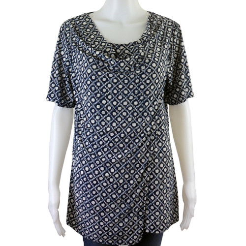 Navy and White Comfortable Top by Bailey - Size L