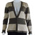 Kersh Beige and Brown Striped Button Up Sweater