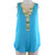 Ricki's Blue Sleeveless Top with Stripped Neckline