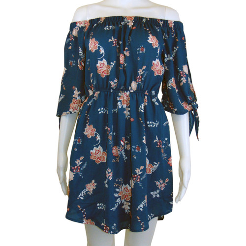 Navy Blue Button Down Floral Blouse - Size S (NEW)