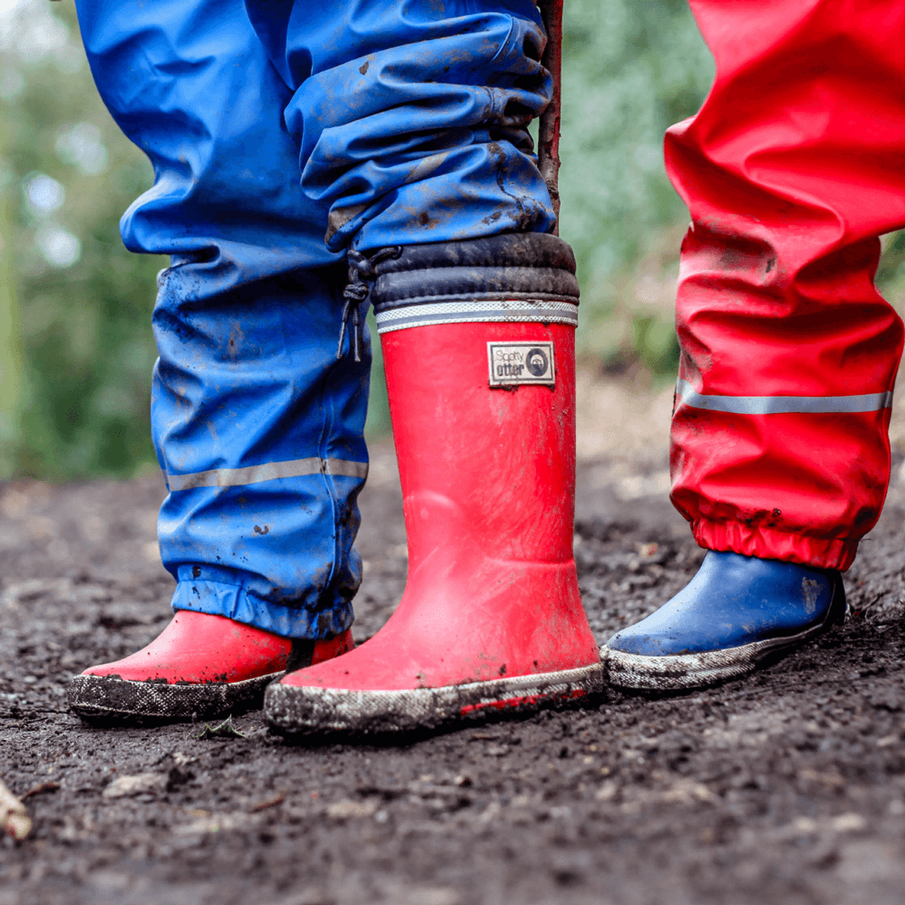 auroch nyt år eksplicit Spotty Otter Forest Leader Navy Fleece Lined Wellies