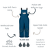 Patrol Fleece Lined Kids Waterproof Dungarees
