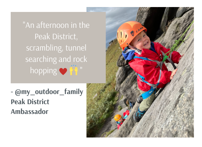 my_outdoor_family rock climbing in the Peak District in their Spotty Otter