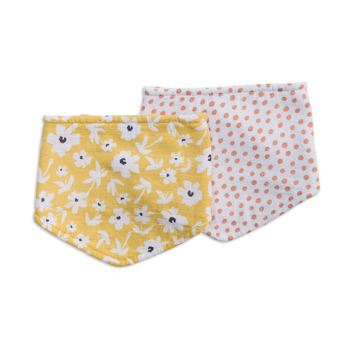 Muslin Bandana Bibs - Yellow Wildflowers/Dots by Lulujo