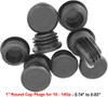 1" Round Black Plastic Tubing Plug, (10 -14 Gauge 0.740"-0.830" ID) 1 Inch End Cap - Steel Furniture Pipe Tube Cover Insert | - End Caps for Fitness Equipment