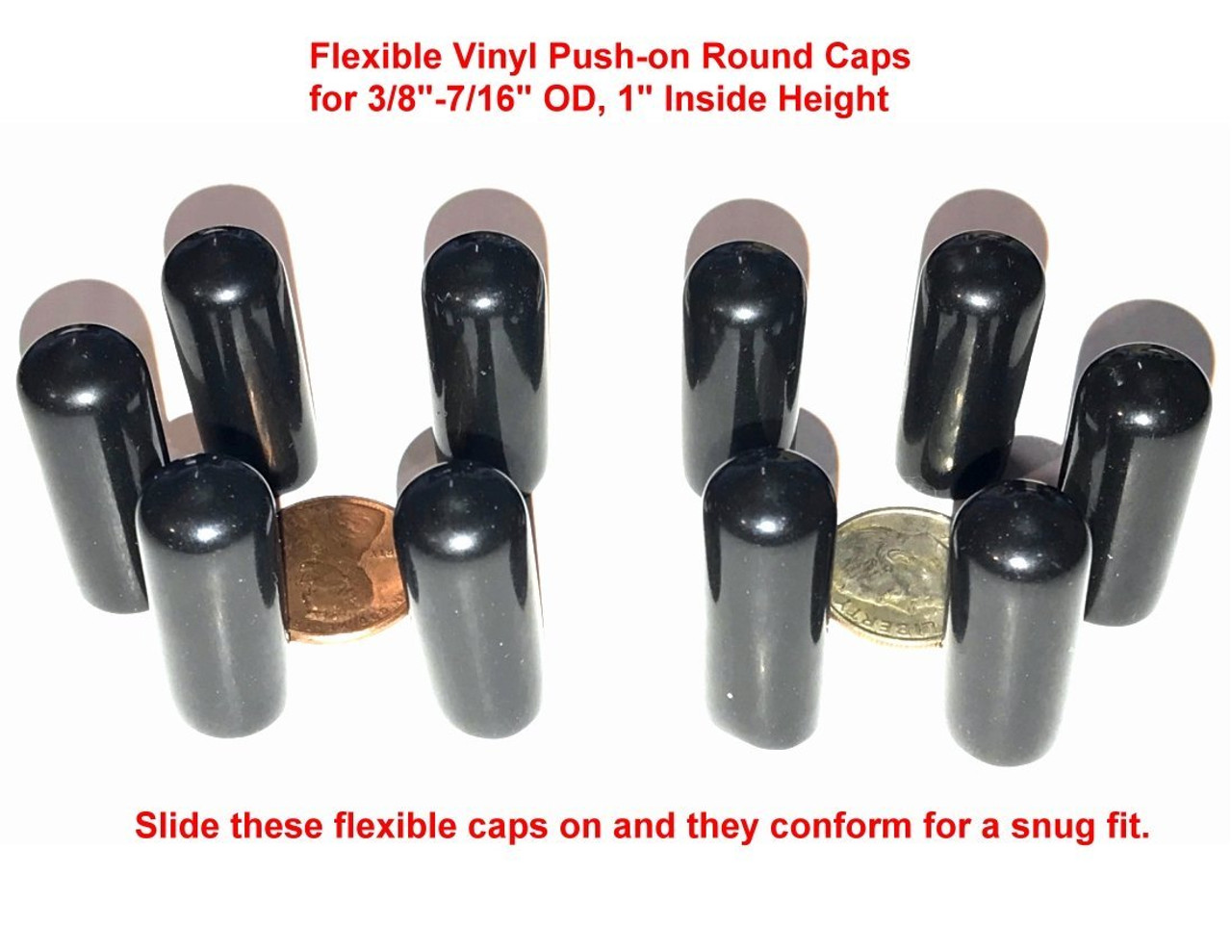 7/8" ID White Vinyl Round End Cap Cover for Pipe Plastic Tube Hub Caps Tubing 