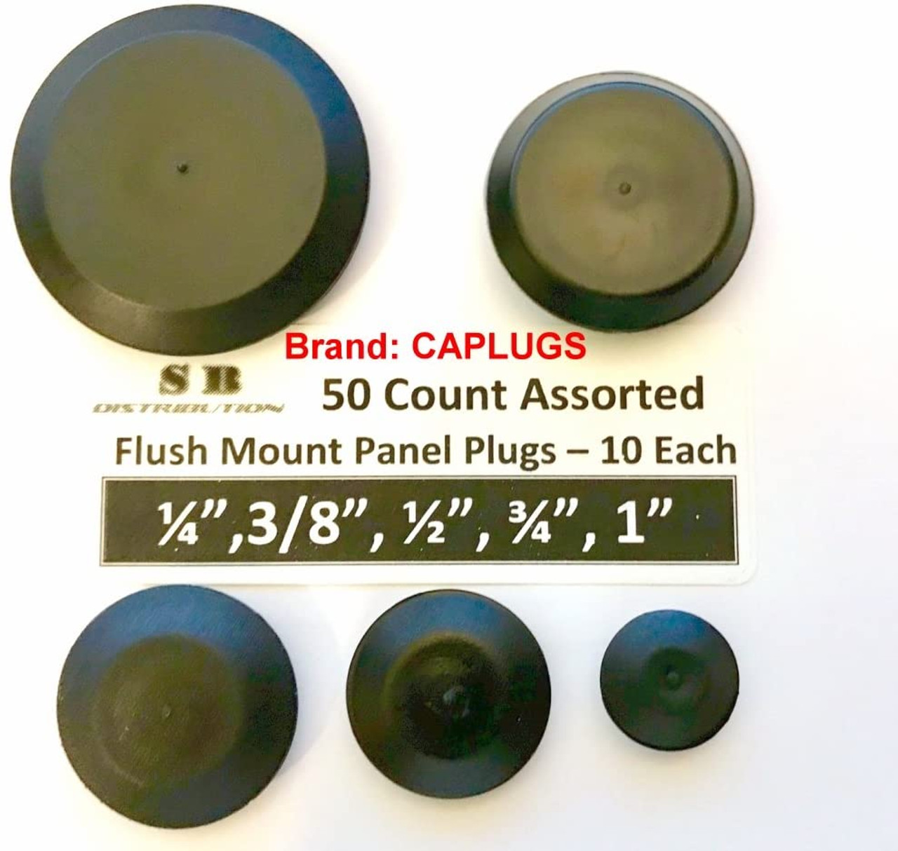 10Pack 1/4" 1/4 Inch Flush Mount Black Plastic Body and Sheet Metal Holes 