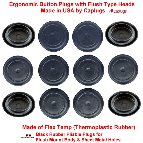 1" 1.00 inch Black Rubber Plugs for Flush Mount Body and Sheet Metal Holes Qty 10 