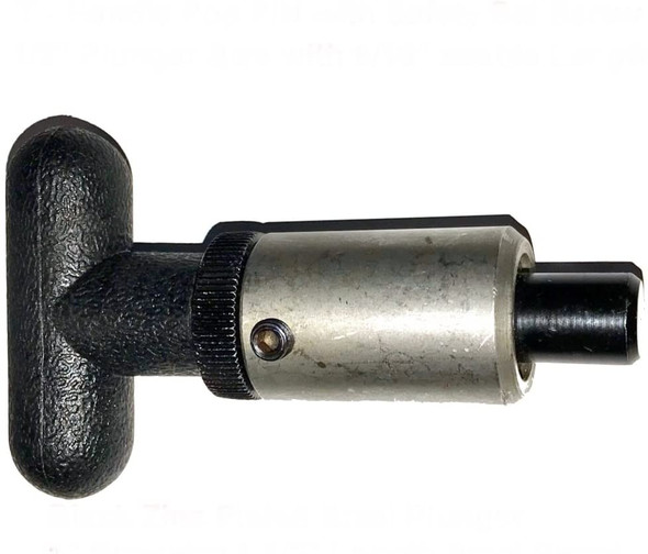 'POP' Pull Pin 1" Diameter x 1-1/2" Length Weld ON Steel Barrel | 3/8" Diameter Spring Loaded Zinc Plated Steel Plunger | Plastic T HANDLE Knob | Knurled Round Nut w/Grub screw Lock.