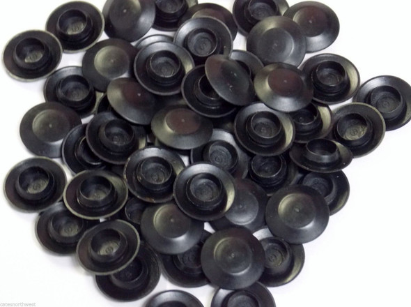 1/4" (0.25 inch) Flush Mount Black Plastic Body and Sheet Metal Hole Plug - Qty 25 Caplugs