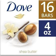 Dove Purely Pampering 16-4 OZ Shea Butter Bar Soaps, Warm Vanilla Scent, 64 OZ, White