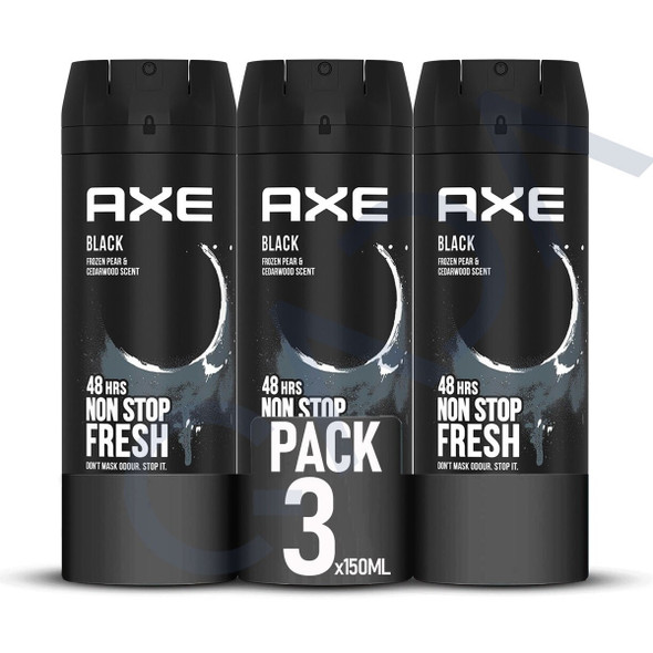Axe Black Long Lasting Antiperspirant Deodorant Spray, Frozen Pear and Cedarwood, 5.1 oz PK3