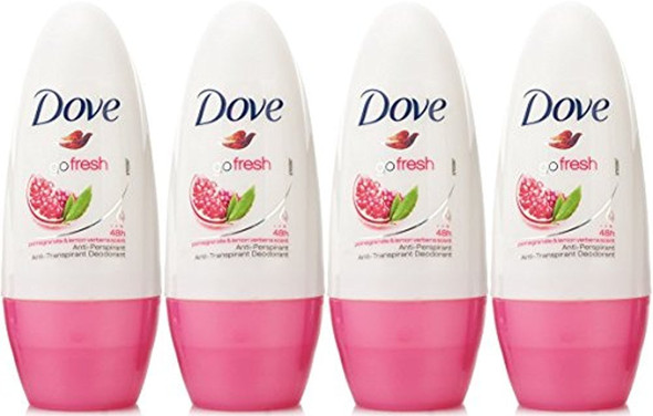 Dove Antiperspirant Deodorant Roll-On, Go Fresh Pomegranate & Lemon Verbena, 1.7 Oz / 50 Ml (Pack of 4)