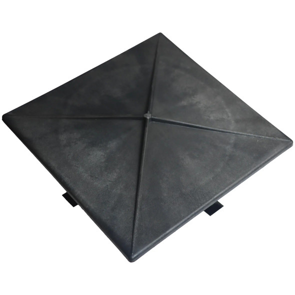 SBD's 6-1/2" OD Square Black Light Pole Top Cap | Glass-Reinforced (UV n Weather Resistant) Polyester Tubing Plug W/Four Bendable Steel Straps for 7" ID | Made in USA