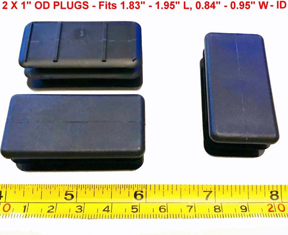SBD's 1" x 2" Snap in Rectangular Cap Plugs (14-23 Ga - 1.83-1.95" L x 0.84-0.95" W ID) | Fence Post Pipe Tube Insert - Furniture End Caps - Fitness Eqpt. Finishing Caps.