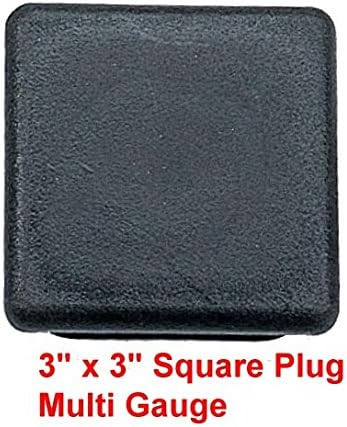 SBD's 3" Square Black Plastic Plug (3 Sq Inch) 3-7 Ga Plastic LDPE Flexible Ridges End Cap for Inside Dimensions 2.49" to 2.64". 3"x3" Fence Post Pipe. Tube Cover Insert