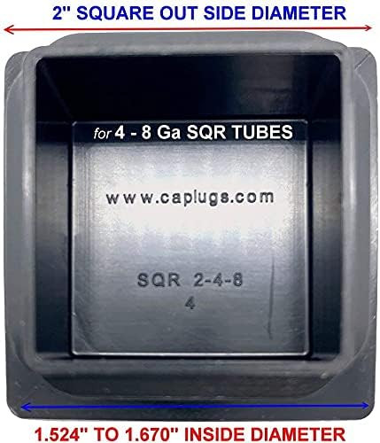 SBD's  2" OD Square Tubing Plugs 4-8 Ga Gauge for ID Size 1.56 to 1.67” Furniture Décor – Fencing Post Slides| find for Thick Heavy Gauge. By Caplugs