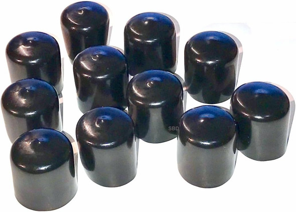 SBDs 3/4" Round Black Vinyl Flexible End Cap 0.75 Inch for Black Rubber Plastic Tube Hub Caps Food Grade)