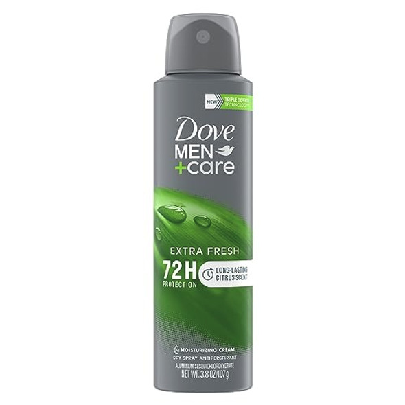 Dove Men+Care Antiperspirant Deodorant Dry Spray For Men Extra Fresh 72-hour Sweat and Odor protection With Triple Defense Technology 3.8 oz