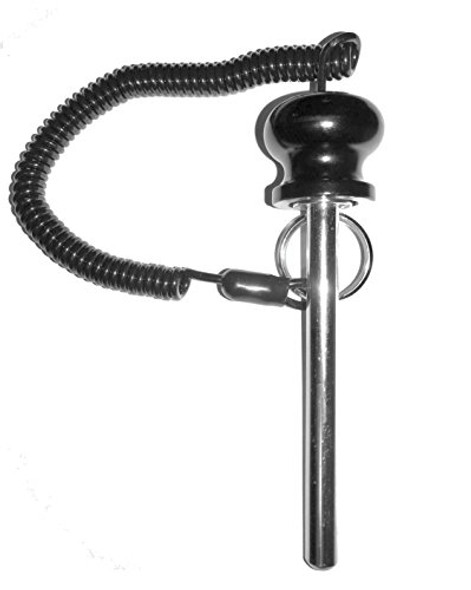 Magnetic Steel Pin, Tensile 3/8" Dia 5-1/2" Locking Grip Shaft w/Deluxe Aluminum Round Knob 1-7/16" Dia. w/Jumbo Steel Wired Lanyard Holder | Universal Weight Stack Pin