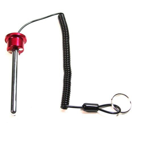 SBD RED Anodized Aluminum Knob w/ reinforced steel wire Lanyard MAGNETIC Universal Weight Stack Replacement Selector Key - 3/8" Dia 3-1/4" Locking Space DETENT Hitch PINS