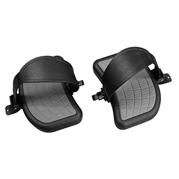 (PAIR - L + R) " BIKE GREY - BLACK Pedals 9/16" Large HEAVY DUTY Foot Rest - with Adjustable Ratchet Straps - Left+Right | Cybex Bikes OEM # AX-21383 after market Replacement Pedals by SBD