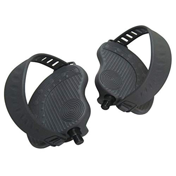 ( PAIR-Left+Right ) Deluxe BIKE Pedals - w/Straps for Shaft Size 9/16" Thread | Replacement (Aftermarket) Pedals for Life Fitness OEM Part #s AK63-00124-0001, 00263-0004, 00123-0003, 00263-0003