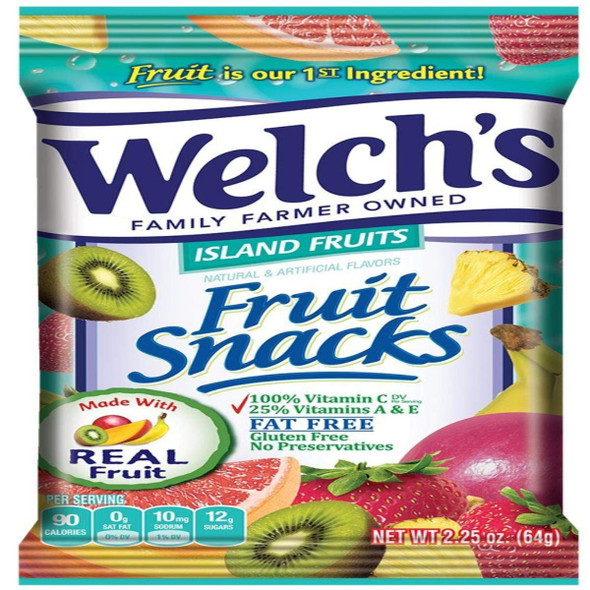 WELCH FRUIT SNACKS 2.25 OZ ISLAND FRUIT 16 pack 