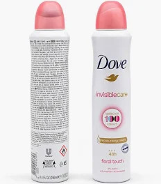 DOVE DEODORANT SPRAY 250 ML / 8.4 OZ Invisible Care Floral Touch
