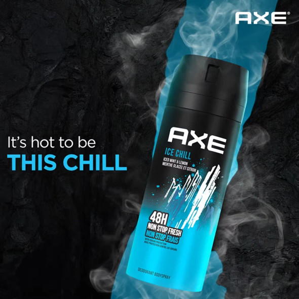 Axe Deodorant Body Spray - Ice Chill - Frozen Lemon & Eucalyptus - Net Wt. 4 OZ (113 g) Per Can - PK6