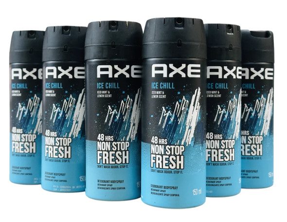 Axe Deodorant Body Spray - Ice Chill - Frozen Lemon & Eucalyptus - Net Wt. 4 OZ (113 g) Per Can - PK12