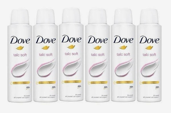Dove Talc Soft Antiperspirant Deodorant Spray for Women – 150ml, 48-Hour 6PK