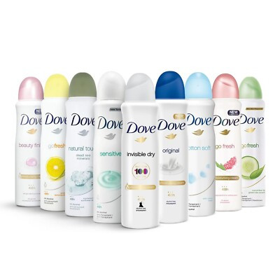 (10PK) DOVE Deodorant SPRAY f Women Antipersp Assortment 150ML/5.07 FLOZ Each