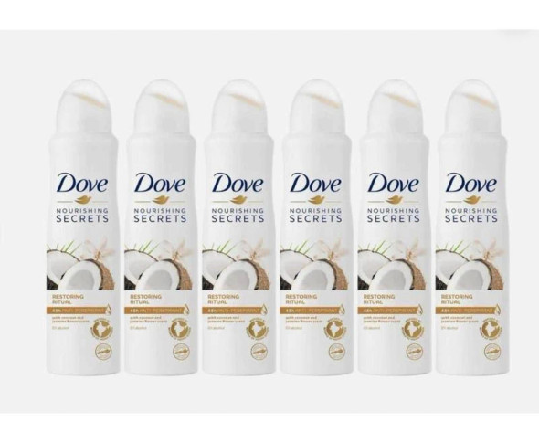 DOVE COCONUT & JASMINE FLOWER DEODORANT SPRAY 150 ML / 5.07 OZ PK6
