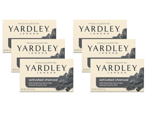 Yardley Activated Charcoal Moisturizing Bath Bar Soap, 4 Ounce
