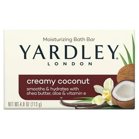 Yardley Creamy Coconut Botanical Bath Bar Soap, 4 Ounce