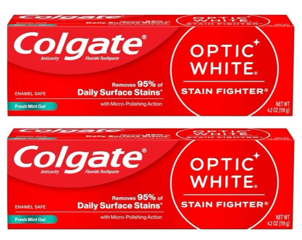 Colgate Optic White Whitening Toothpaste with Cool Mint Gel, 4.2 oz Tube