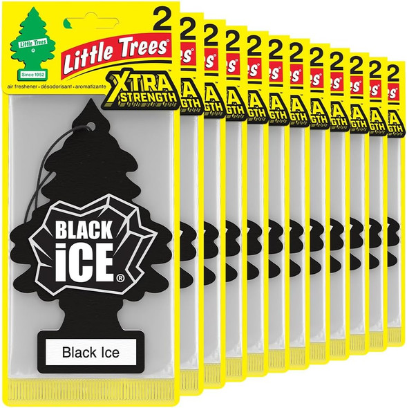 Little Trees Car Air Freshener | Xtra Strength Provides Long-Lasting Scent for Auto or Home | Extra Boost of Fragrance | BLACK ICE Air Fresheners