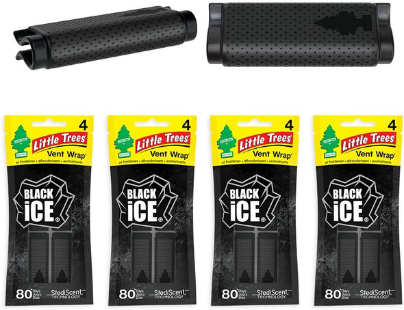 LITTLE TREES Car Air Freshener. Vent Wrap Provides Long-Lasting Scent, Slip on Vent Blade. Black Ice, 16 Air Fresheners
