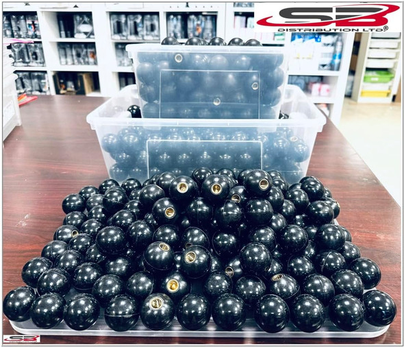 SBD's Black Phenolic ABS Plastic Ball Knob Female | 3/8"- 16 Thread Pitch 15/16"  Depth 1-3/8" Diameter, 1-1/2" Height w/Brass Coated Metal Insert  Heavy Duty 1.02 Oz
