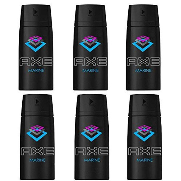 6 Pack Axe Marine Mens Deodorant Body Spray, 150 ml